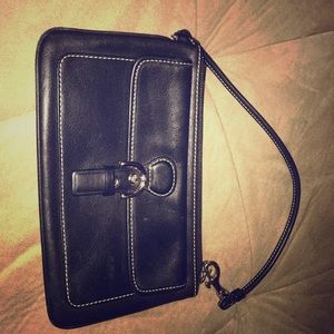 Black Leather Coach Wristlet